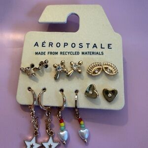 Aeropostale Gold-Tone Mixed Stud and Hoop Earring Set